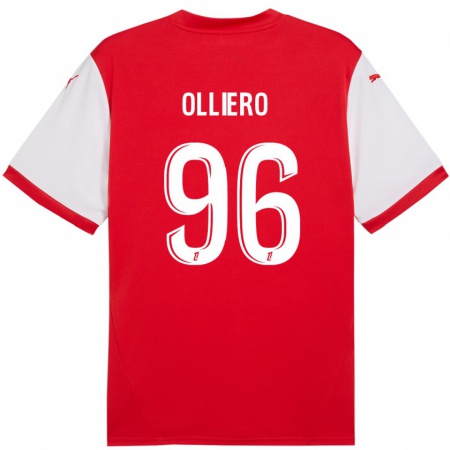 Kandiny Niño Camiseta Alexandre Olliero #96 Rojo Blanco 1ª Equipación 2024/25 La Camisa Chile