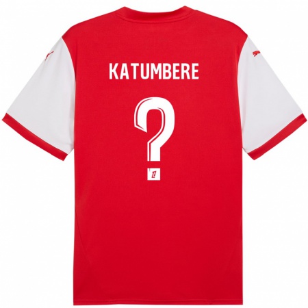 Kandiny Niño Camiseta Noah Katumbere #0 Rojo Blanco 1ª Equipación 2024/25 La Camisa Chile