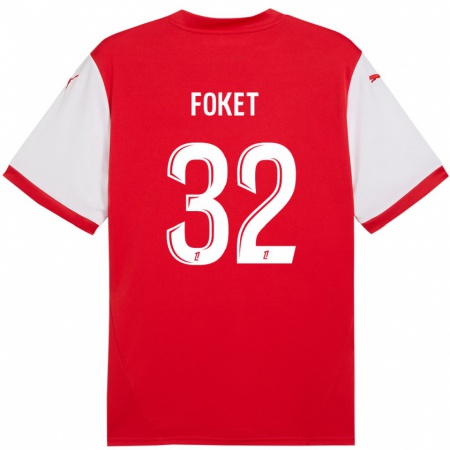 Kandiny Niño Camiseta Thomas Foket #32 Rojo Blanco 1ª Equipación 2024/25 La Camisa Chile