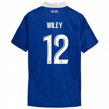 Kandiny Niño Camiseta Caleb Wiley #12 Azul Blanco 1ª Equipación 2024/25 La Camisa Chile