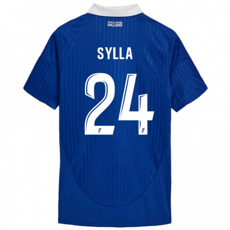 Kandiny Niño Camiseta Abakar Sylla #24 Azul Blanco 1ª Equipación 2024/25 La Camisa Chile