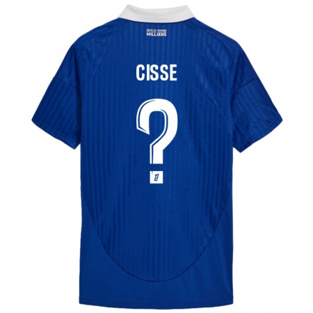 Kandiny Niño Camiseta Louis Cisse #0 Azul Blanco 1ª Equipación 2024/25 La Camisa Chile