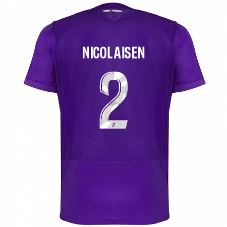 Kandiny Niño Camiseta Rasmus Nicolaisen #2 Morado Blanco 1ª Equipación 2024/25 La Camisa Chile