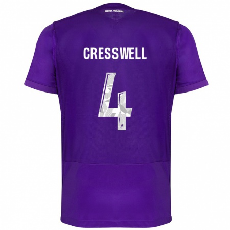 Kandiny Niño Camiseta Charlie Cresswell #4 Morado Blanco 1ª Equipación 2024/25 La Camisa Chile