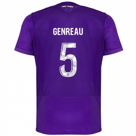 Kandiny Niño Camiseta Denis Genreau #5 Morado Blanco 1ª Equipación 2024/25 La Camisa Chile