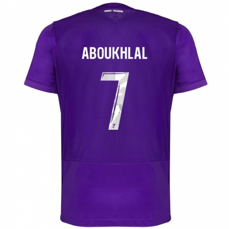 Kandiny Niño Camiseta Zakaria Aboukhlal #7 Morado Blanco 1ª Equipación 2024/25 La Camisa Chile