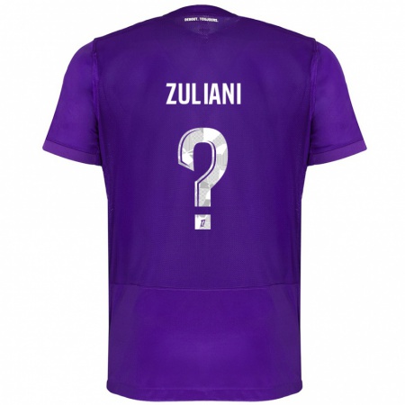 Kandiny Niño Camiseta Edhy Zuliani #0 Morado Blanco 1ª Equipación 2024/25 La Camisa Chile