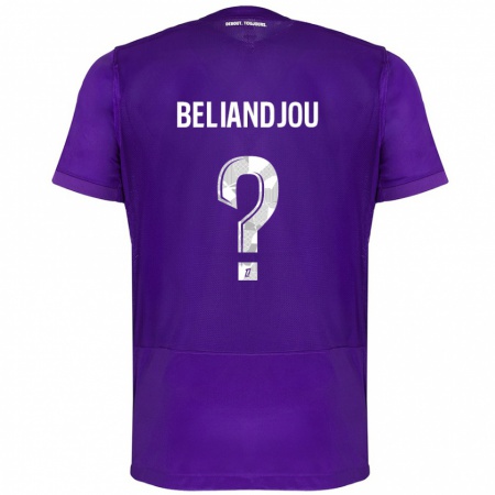 Kandiny Niño Camiseta Ruben Beliandjou #0 Morado Blanco 1ª Equipación 2024/25 La Camisa Chile