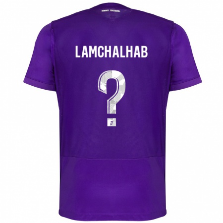 Kandiny Niño Camiseta Merwan Lamchalhab #0 Morado Blanco 1ª Equipación 2024/25 La Camisa Chile