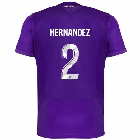 Kandiny Niño Camiseta Lucie Hernandez #2 Morado Blanco 1ª Equipación 2024/25 La Camisa Chile