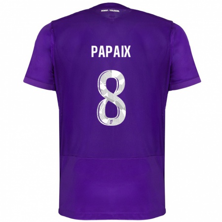 Kandiny Niño Camiseta Pauline Papaix #8 Morado Blanco 1ª Equipación 2024/25 La Camisa Chile