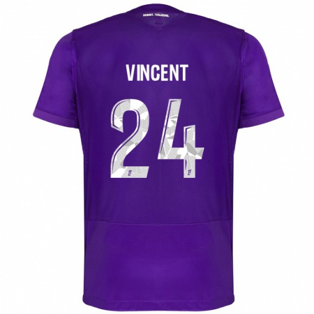 Kandiny Niño Camiseta Magalie Vincent #24 Morado Blanco 1ª Equipación 2024/25 La Camisa Chile