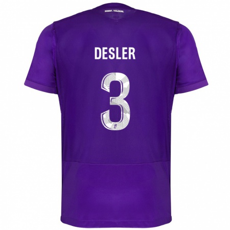 Kandiny Niño Camiseta Mikkel Desler #3 Morado Blanco 1ª Equipación 2024/25 La Camisa Chile