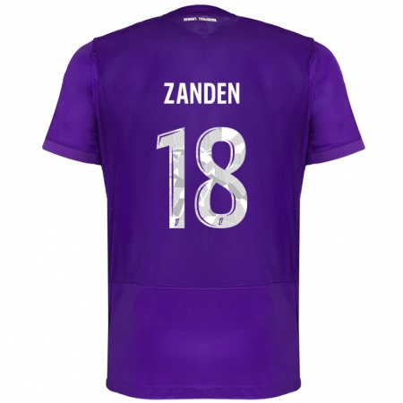 Kandiny Niño Camiseta Oliver Zandén #18 Morado Blanco 1ª Equipación 2024/25 La Camisa Chile