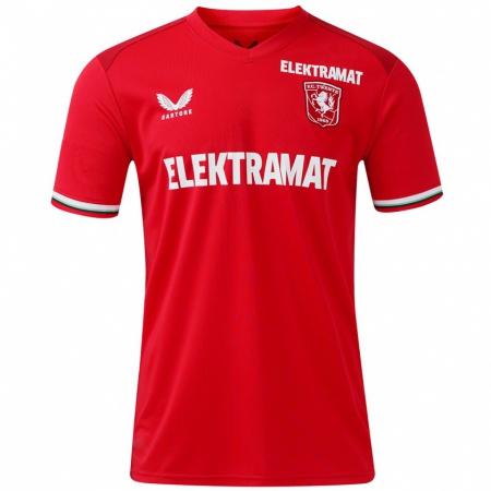 Kandiny Niño Camiseta Mathias Kjølø #4 Rojo Blanco 1ª Equipación 2024/25 La Camisa Chile