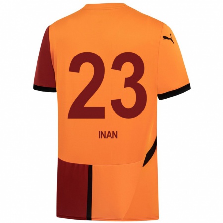 Kandiny Niño Camiseta Müge İnan #23 Amarillo Rojo 1ª Equipación 2024/25 La Camisa Chile