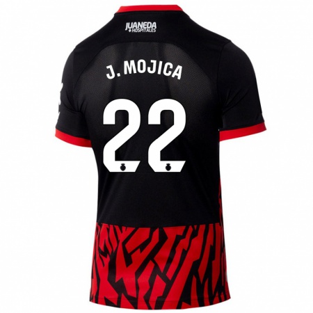 Kandiny Niño Camiseta Johan Mojica #22 Negro Rojo 1ª Equipación 2024/25 La Camisa Chile