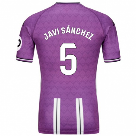 Kandiny Niño Camiseta Javi Sánchez #5 Púrpura Blanco 1ª Equipación 2024/25 La Camisa Chile