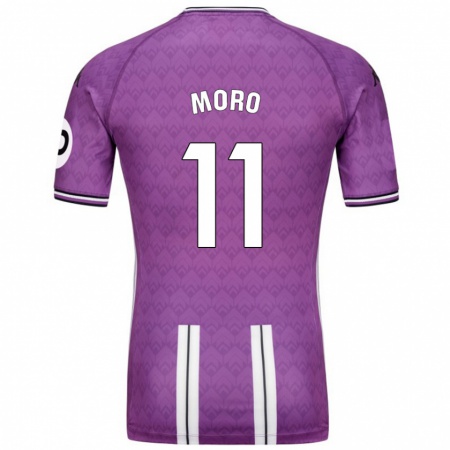 Kandiny Niño Camiseta Raúl Moro #11 Púrpura Blanco 1ª Equipación 2024/25 La Camisa Chile