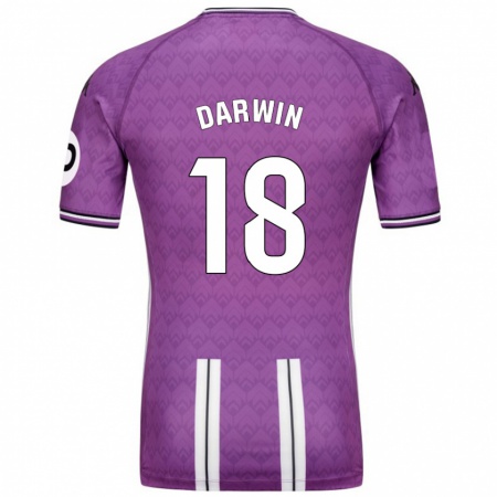 Kandiny Niño Camiseta Darwin Machís #18 Púrpura Blanco 1ª Equipación 2024/25 La Camisa Chile