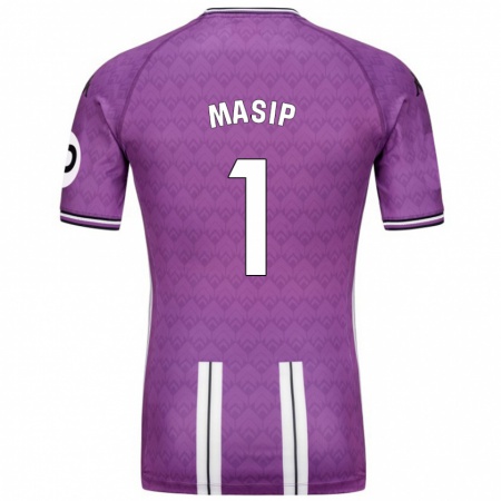 Kandiny Niño Camiseta Jordi Masip #1 Púrpura Blanco 1ª Equipación 2024/25 La Camisa Chile