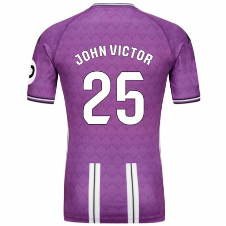 Kandiny Niño Camiseta John Victor #25 Púrpura Blanco 1ª Equipación 2024/25 La Camisa Chile