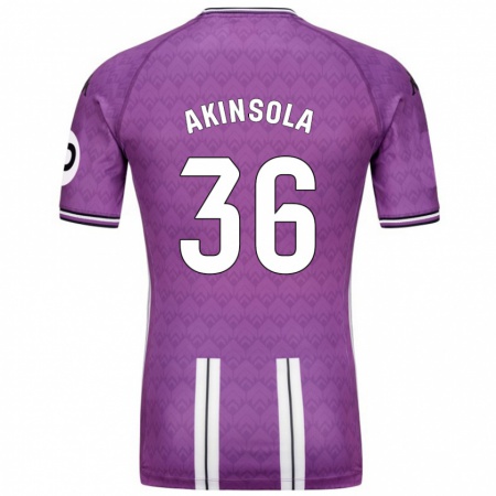 Kandiny Niño Camiseta Tunde Akinsola #36 Púrpura Blanco 1ª Equipación 2024/25 La Camisa Chile