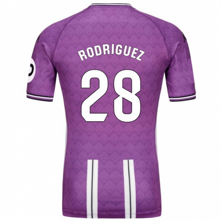 Kandiny Niño Camiseta Yago Rodríguez #28 Púrpura Blanco 1ª Equipación 2024/25 La Camisa Chile