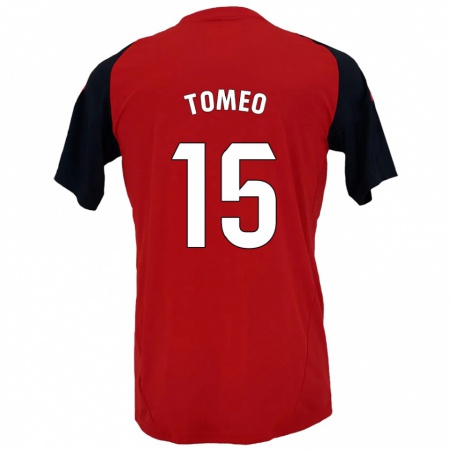 Kandiny Niño Camiseta Pablo Tomeo #15 Rojo Negro 1ª Equipación 2024/25 La Camisa Chile