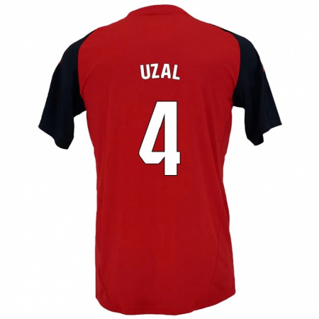 Kandiny Niño Camiseta Yeray Uzal #4 Rojo Negro 1ª Equipación 2024/25 La Camisa Chile