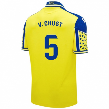 Kandiny Niño Camiseta Víctor Chust #5 Amarillo Azul 1ª Equipación 2024/25 La Camisa Chile