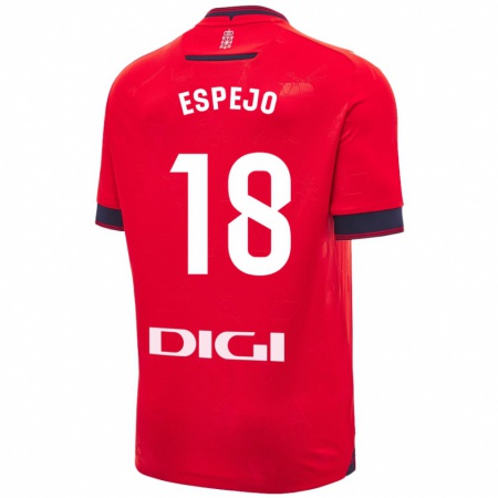 Kandiny Niño Camiseta Diego Espejo #18 Rojo Blanco 1ª Equipación 2024/25 La Camisa Chile