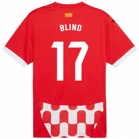 Kandiny Niño Camiseta Daley Blind #17 Rojo Blanco 1ª Equipación 2024/25 La Camisa Chile