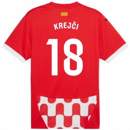 Kandiny Niño Camiseta Ladislav Krejci #18 Rojo Blanco 1ª Equipación 2024/25 La Camisa Chile