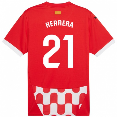 Kandiny Niño Camiseta Yangel Herrera #21 Rojo Blanco 1ª Equipación 2024/25 La Camisa Chile