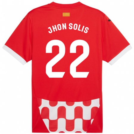 Kandiny Niño Camiseta Jhon Solís #22 Rojo Blanco 1ª Equipación 2024/25 La Camisa Chile