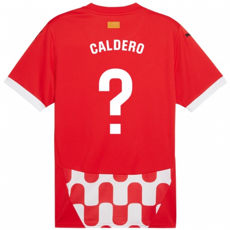 Kandiny Niño Camiseta Nil Calderó #0 Rojo Blanco 1ª Equipación 2024/25 La Camisa Chile