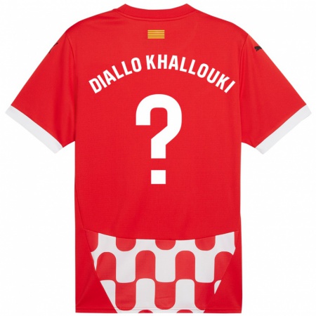 Kandiny Niño Camiseta Siaka Diallo Khallouki #0 Rojo Blanco 1ª Equipación 2024/25 La Camisa Chile