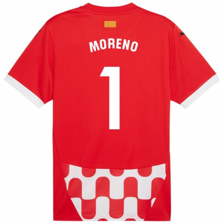 Kandiny Niño Camiseta Gerard Moreno #1 Rojo Blanco 1ª Equipación 2024/25 La Camisa Chile