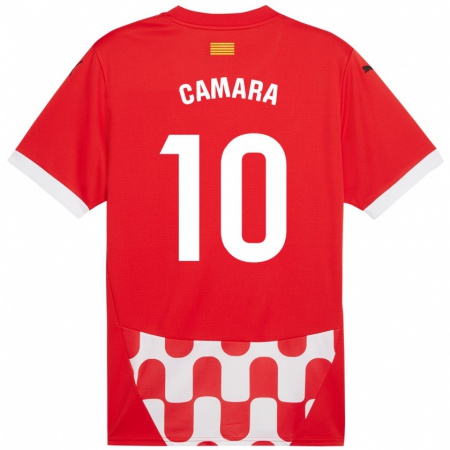 Kandiny Niño Camiseta Dawda Camara #10 Rojo Blanco 1ª Equipación 2024/25 La Camisa Chile