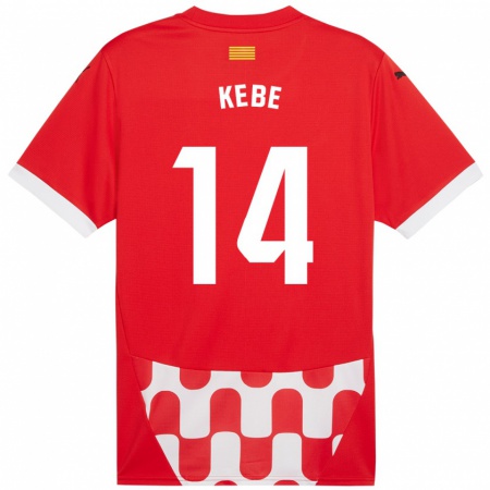 Kandiny Niño Camiseta Moussa Kébé #14 Rojo Blanco 1ª Equipación 2024/25 La Camisa Chile