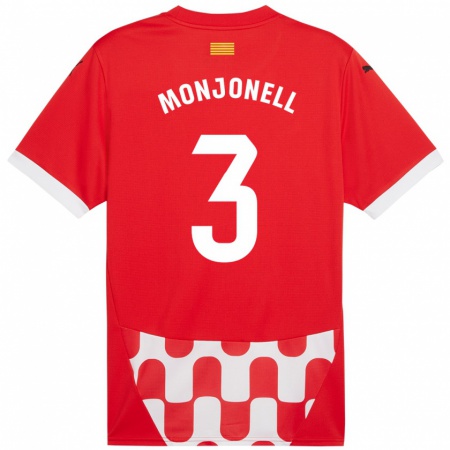 Kandiny Niño Camiseta Eric Monjonell #3 Rojo Blanco 1ª Equipación 2024/25 La Camisa Chile