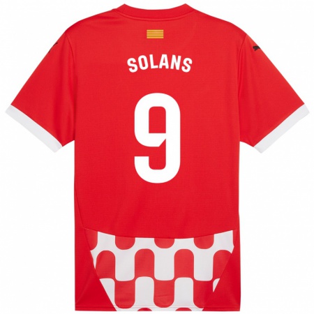 Kandiny Niño Camiseta Sergi Solans #9 Rojo Blanco 1ª Equipación 2024/25 La Camisa Chile