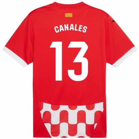 Kandiny Niño Camiseta Juanvi Canales #13 Rojo Blanco 1ª Equipación 2024/25 La Camisa Chile