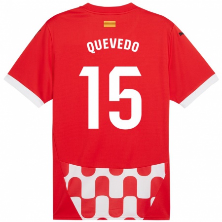 Kandiny Niño Camiseta Erik Quevedo #15 Rojo Blanco 1ª Equipación 2024/25 La Camisa Chile