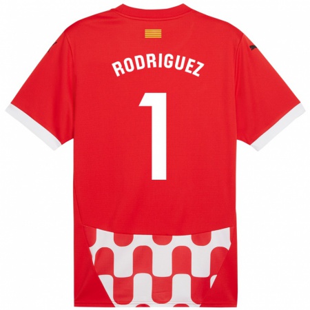 Kandiny Niño Camiseta Maria Rodríguez #1 Rojo Blanco 1ª Equipación 2024/25 La Camisa Chile