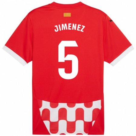 Kandiny Niño Camiseta Ángela Jiménez #5 Rojo Blanco 1ª Equipación 2024/25 La Camisa Chile