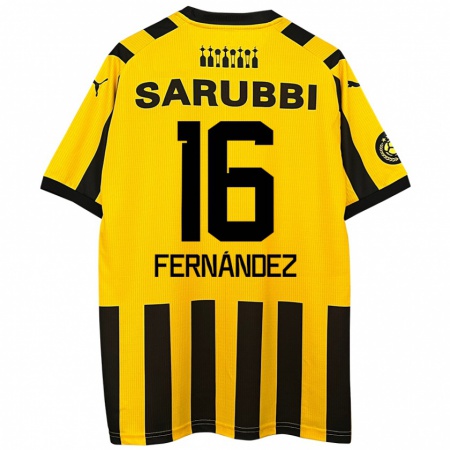 Kandiny Niño Camiseta Adrián Fernández #16 Amarillo Negro 1ª Equipación 2024/25 La Camisa Chile