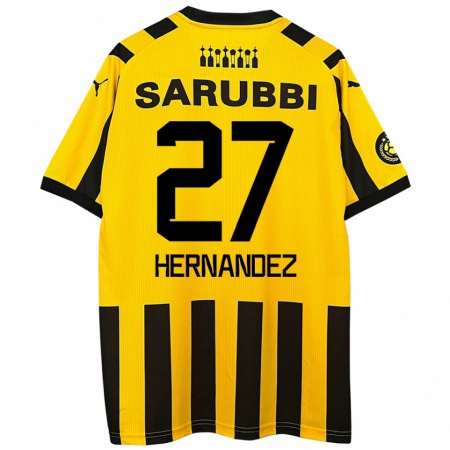 Kandiny Niño Camiseta Lucas Hernández #27 Amarillo Negro 1ª Equipación 2024/25 La Camisa Chile