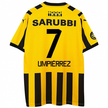 Kandiny Niño Camiseta Leandro Umpiérrez #7 Amarillo Negro 1ª Equipación 2024/25 La Camisa Chile